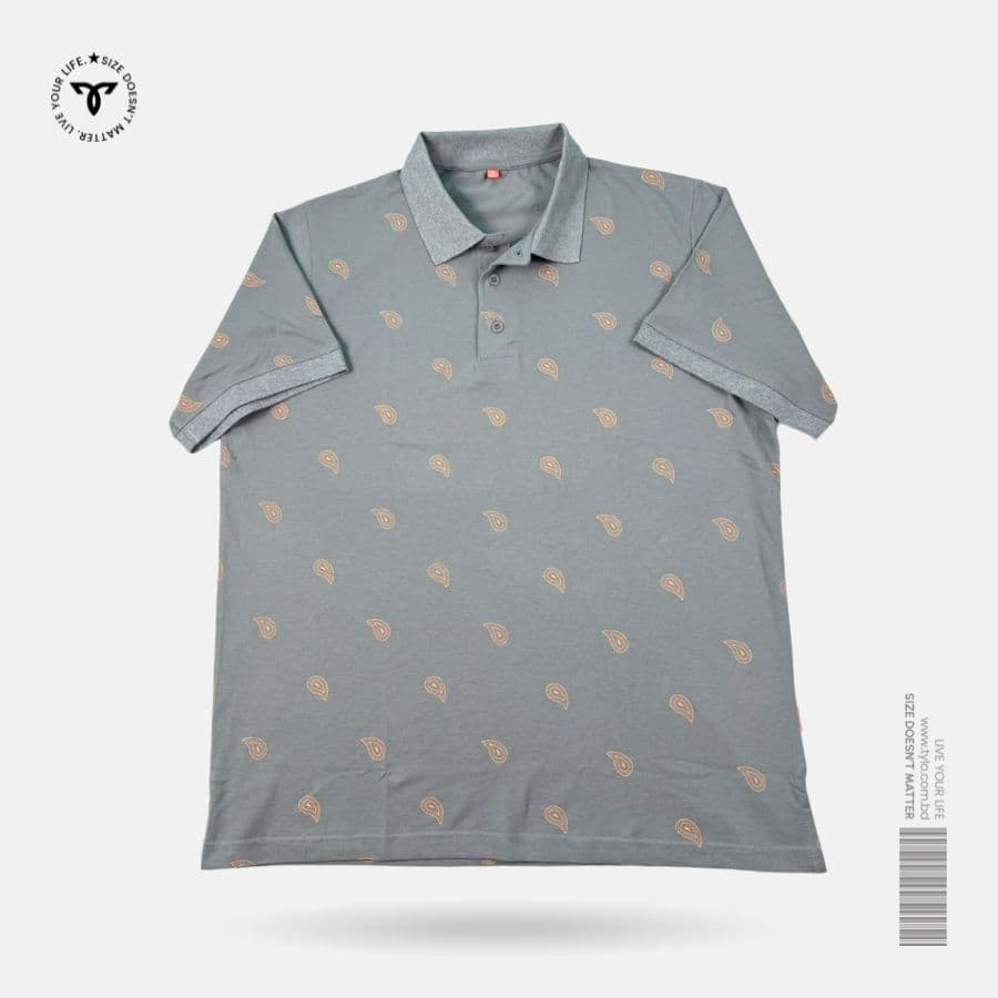 Slate Grey Paisley Polo T-shirt