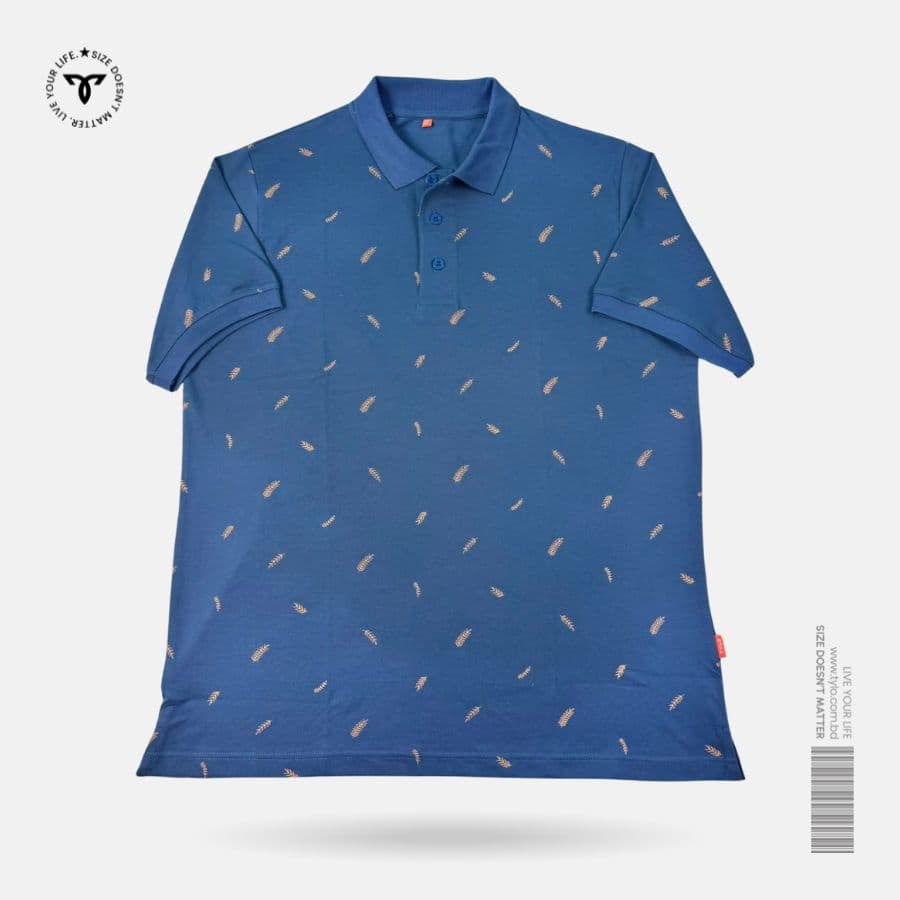 Steel Blue Fern Polo T-shirt